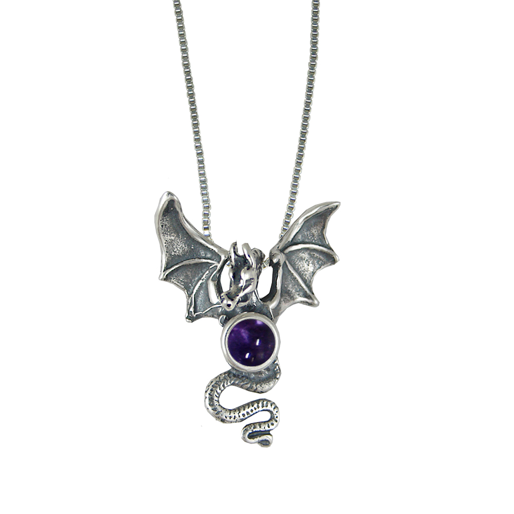 Sterling Silver Dragon of Protection Pendant With Iolite